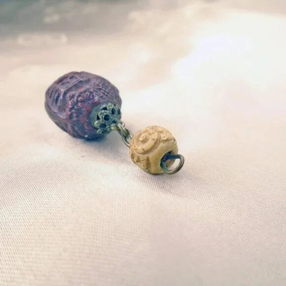 Antique Carved Hedaio Bead Pit, Olive Stone Coqullia Nut, Authentic Tibetan - Picture 5 of 11